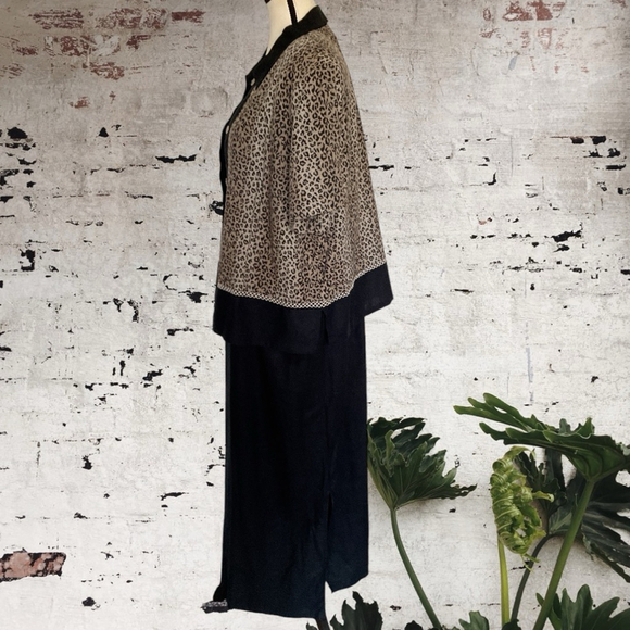 Studio Ease VINTAGE linen blend 2 PC maxi Dress & Black leopard print Jacket 16W - Picture 3 of 14